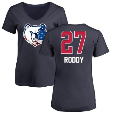 Women's David Roddy Name and Number Banner Wave V-Neck T-Shirt - Navy