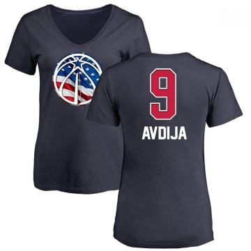 Women's Deni Avdija Name and Number Banner Wave V-Neck T-Shirt - Navy