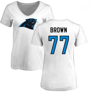 Women's Deonte Brown Name & Number Slim Fit T-Shirt - White