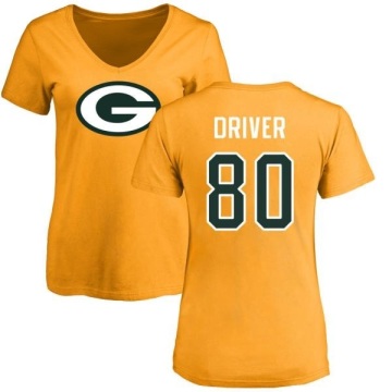 Women's Donald Driver Name & Number Slim Fit T-Shirt - Gold