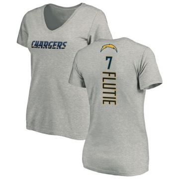 Women's Doug Flutie Name & Number Slim Fit V-Neck T-ShirtHeather - Gray