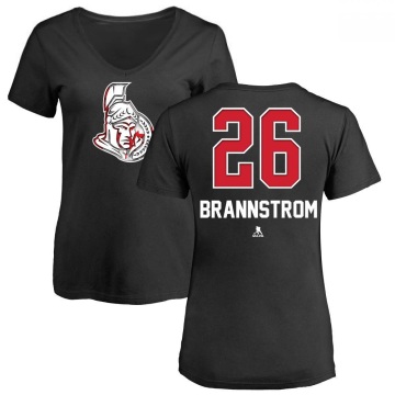 Women's Erik Brannstrom Name and Number Banner Wave V-Neck T-Shirt - Black