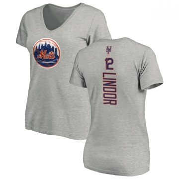 Women's Francisco Lindor Backer Slim Fit T-Shirt - Ash