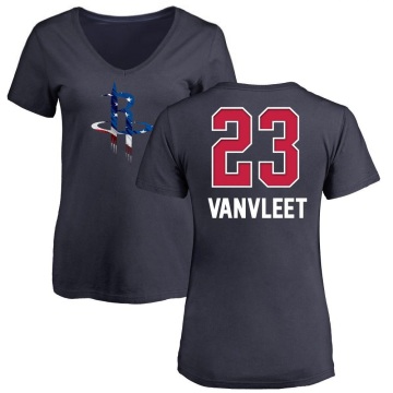 Women's Fred VanVleet Name and Number Banner Wave V-Neck T-Shirt - Navy
