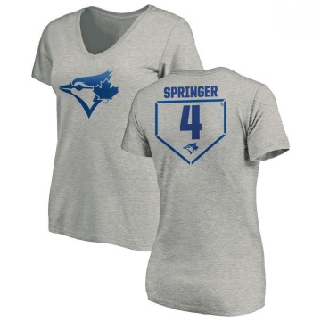 Women's George Springer RBI Slim Fit V-Neck T-Shirt - Heathered Gray