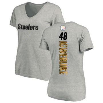 Women's Godwin Igwebuike Backer V-Neck T-Shirt - Ash
