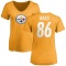 Women's Hines Ward Name & Number Slim Fit T-Shirt - Gold