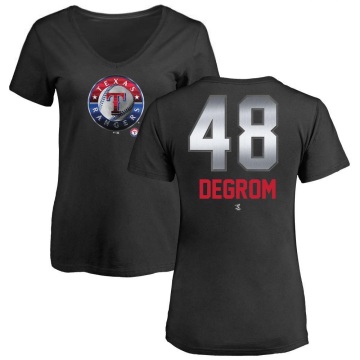 Women's Jacob deGrom Midnight Mascot V-Neck T-Shirt - Black