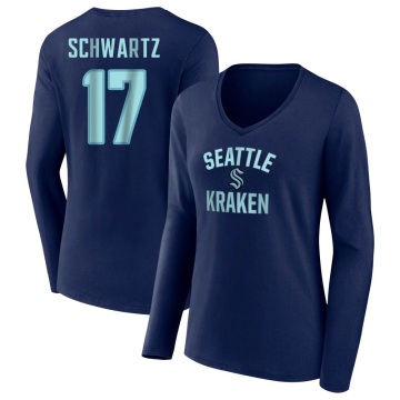Women's Jaden Schwartz Name & Number Victory Arch T-Shirt - Navy