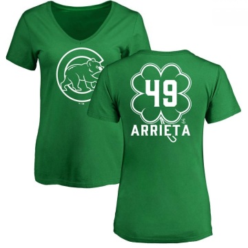 Women's Jake Arrieta Dubliner Name & Number V-Neck T-ShirtKelly - Green