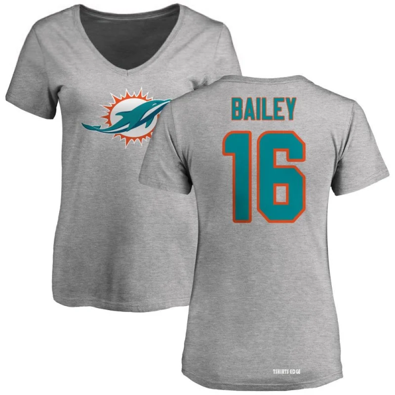 Women's Jake Bailey Name & Number Slim Fit T-Shirt - Ash - Tshirtsedge