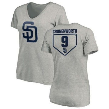 Women's Jake Cronenworth RBI Slim Fit V-Neck T-Shirt - Heathered Gray