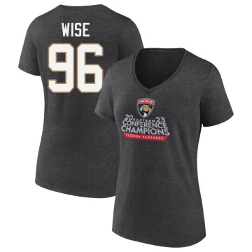 Women's Jake Wise Heather 2023 Eastern Conference Champions V-Neck T-Shirt - Charcoal