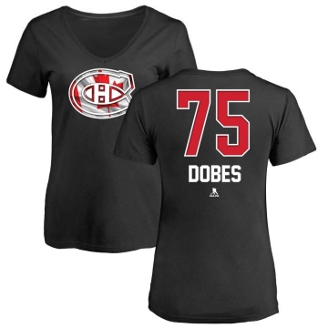 Women's Jakub Dobes Name and Number Banner Wave V-Neck T-Shirt - Black