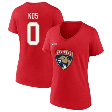 Women's Jakub Kos 2023 Stanley Cup Final Name & Number V-Neck T-Shirt - Red