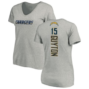 Women's Jalen Guyton Name & Number Slim Fit V-Neck T-ShirtHeather - Gray