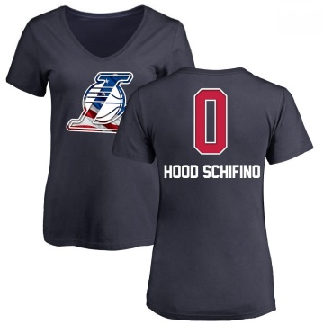 Women's Jalen Hood-Schifino Name and Number Banner Wave V-Neck T-Shirt - Navy