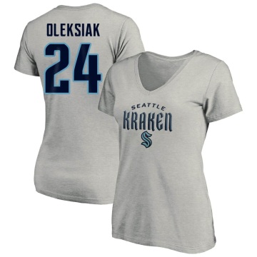Women's Jamie Oleksiak Name & Number Lockup T-Shirt - Gray