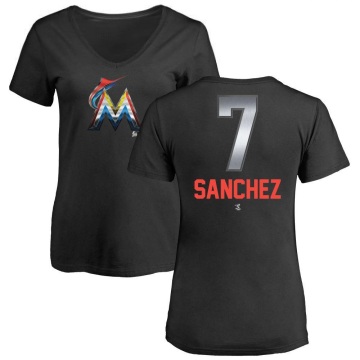 Women's Jesus Sanchez Midnight Mascot V-Neck T-Shirt - Black