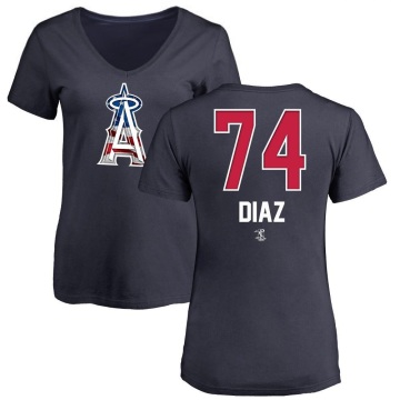 Women's Jhonathan Diaz Name and Number Banner Wave V-Neck T-Shirt - Navy
