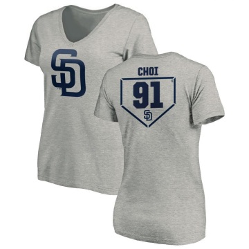 Women's Ji Man Choi RBI Slim Fit V-Neck T-Shirt - Heathered Gray