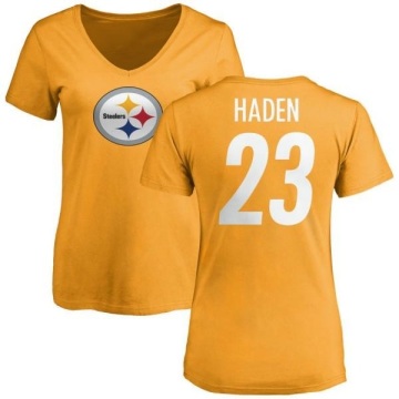 Women's Joe Haden Name & Number Slim Fit T-Shirt - Gold