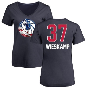 Women's Joe Wieskamp Name and Number Banner Wave V-Neck T-Shirt - Navy
