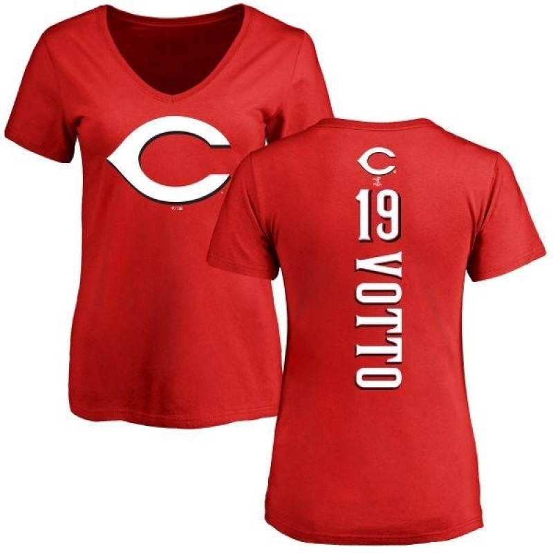 Women's Joey Votto Backer Slim Fit T-Shirt - Red - Tshirtsedge