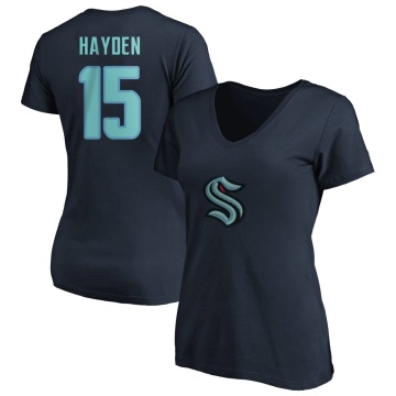 Women's John Hayden Name & Number V-Neck T-Shirt - Navy
