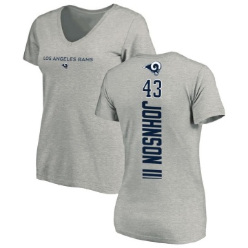 Women's John Johnson III Backer V-Neck T-Shirt - Ash
