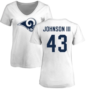 Women's John Johnson III Name & Number Slim Fit T-Shirt - White