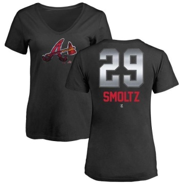Women's John Smoltz Midnight Mascot V-Neck T-Shirt - Black
