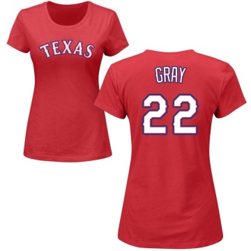 Women's Jon Gray Name & Number T-Shirt - Red