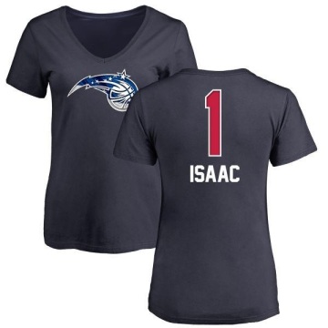 Women's Jonathan Isaac Name and Number Banner Wave V-Neck T-Shirt - Navy