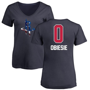 Women's Joshua Obiesie Name and Number Banner Wave V-Neck T-Shirt - Navy