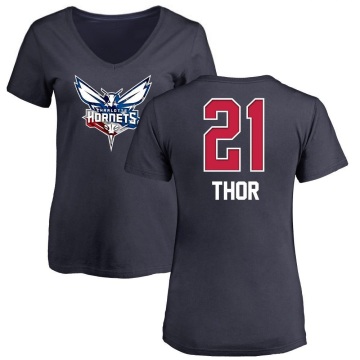 Women's JT Thor Name and Number Banner Wave V-Neck T-Shirt - Navy