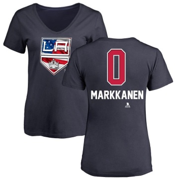Women's Juho Markkanen Name and Number Banner Wave V-Neck T-Shirt - Navy