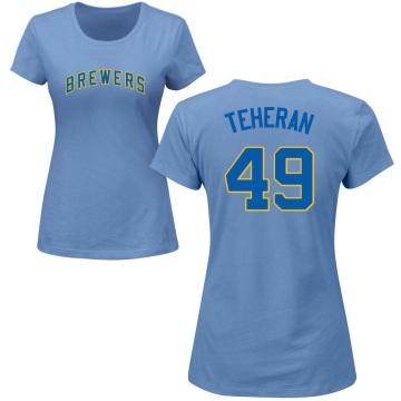 Women's Julio Teheran Name & Number T-Shirt - Light Blue