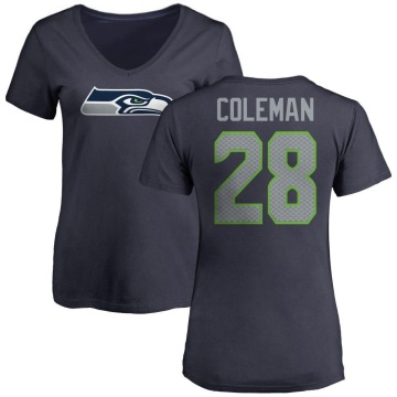 Women's Justin Coleman Name & Number Slim Fit T-Shirt - Navy