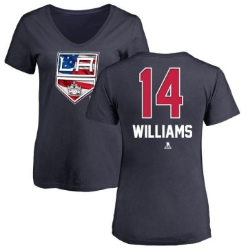 Women's Justin Williams Name and Number Banner Wave V-Neck T-Shirt - Navy
