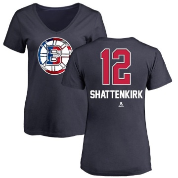 Women's Kevin Shattenkirk Name and Number Banner Wave V-Neck T-Shirt - Navy