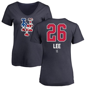Women's Khalil Lee Name and Number Banner Wave V-Neck T-Shirt - Navy