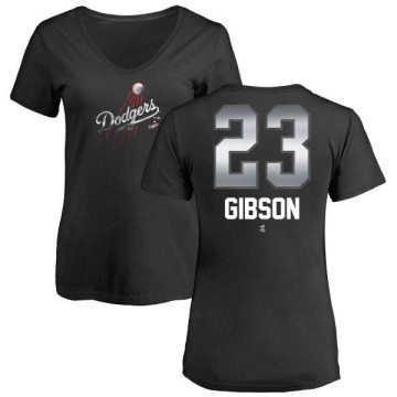 Women's Kirk Gibson Midnight Mascot V-Neck T-Shirt - Black