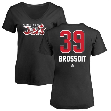 Women's Laurent Brossoit Name and Number Banner Wave V-Neck T-Shirt - Black