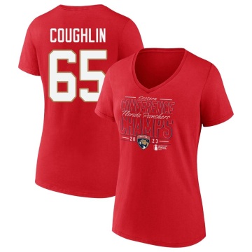 Women's Luke Coughlin 2023 Eastern Conference Champions Goal Tender V-Neck T-Shirt - Red
