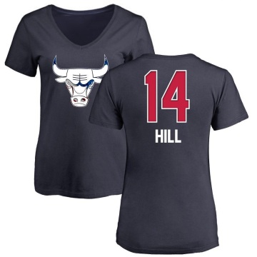 Women's Malcolm Hill Name and Number Banner Wave V-Neck T-Shirt - Navy