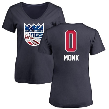 Women's Malik Monk Name and Number Banner Wave V-Neck T-Shirt - Navy