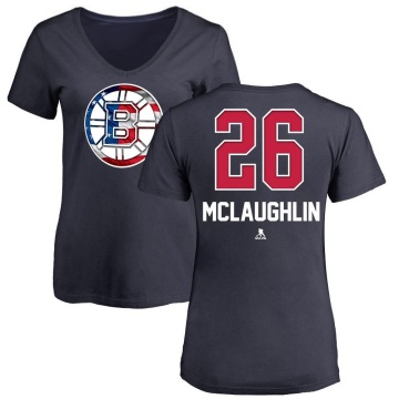 Women's Marc McLaughlin Name and Number Banner Wave V-Neck T-Shirt - Navy