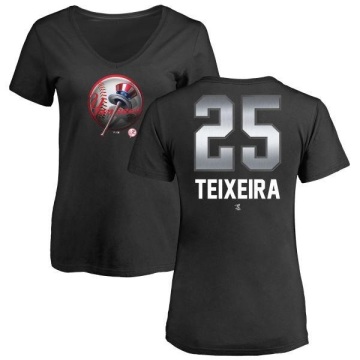 Women's Mark Teixeira Midnight Mascot V-Neck T-Shirt - Black