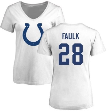 Women's Marshall Faulk Name & Number Slim Fit T-Shirt - White